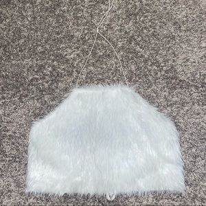 White furry crop top